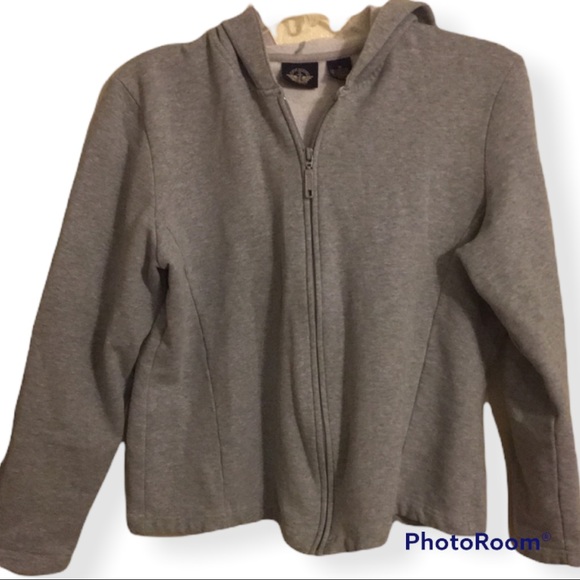 Dockers gray zippered Cropped Hoodie sweater - Picture 1 of 6